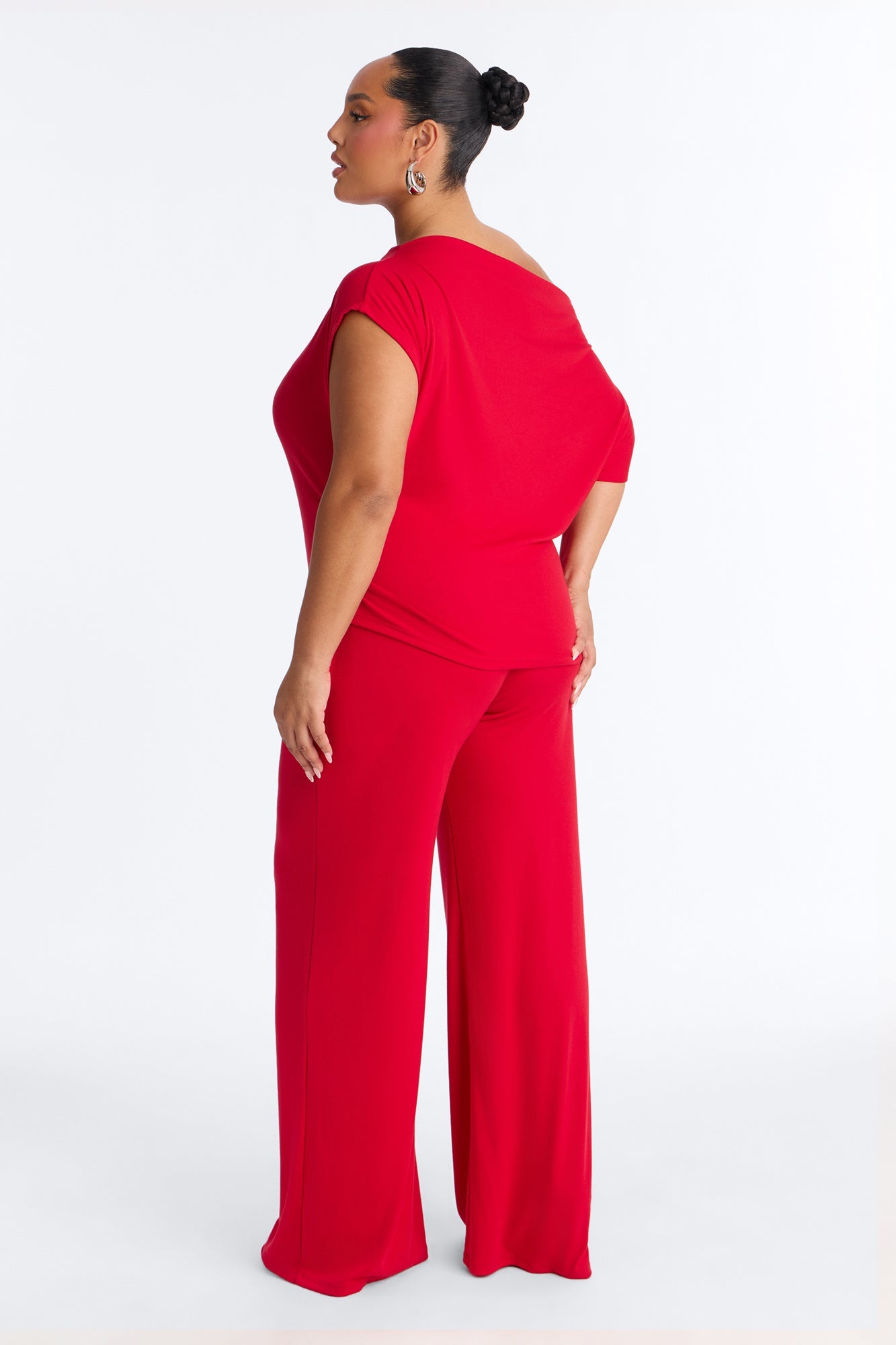 Alicia Off Shoulder Wide Leg Pant Set - Red