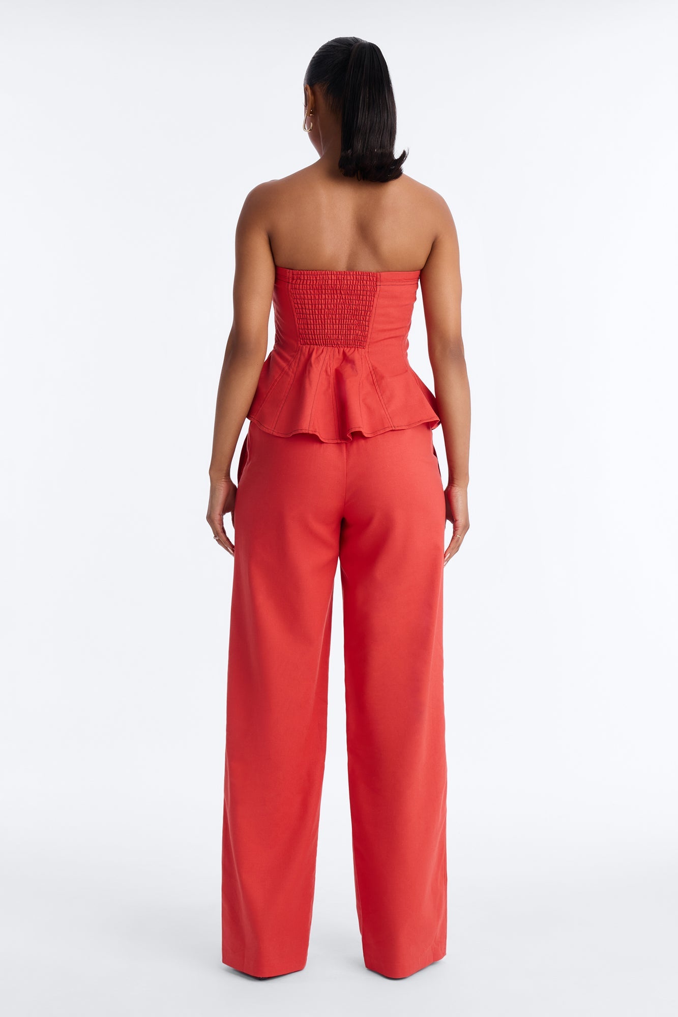 Olivia Linen Strapless Pant Set - Red