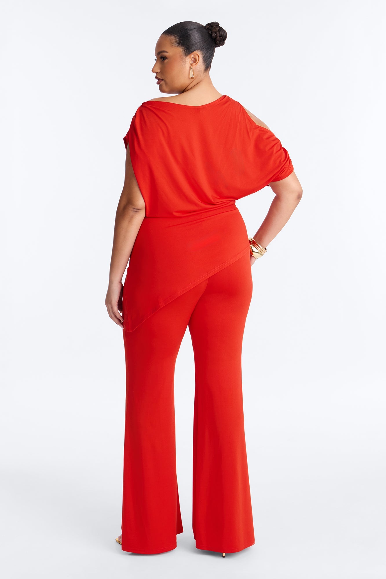 Victoria Asymmetrical Pant Set - Tomato Red