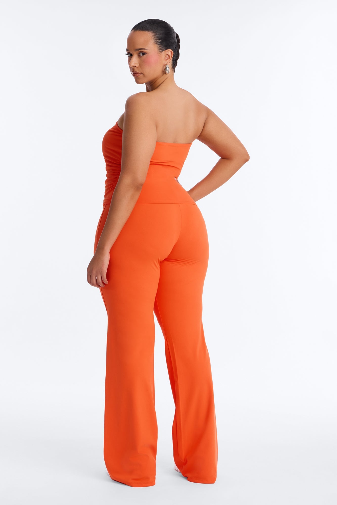 Just Vibes Strapless Pant Set - Tomato Red