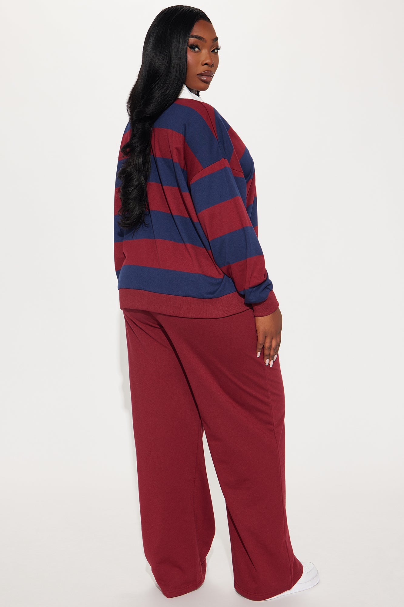 Sporty Day Wide Leg Pant Set - Burgundy