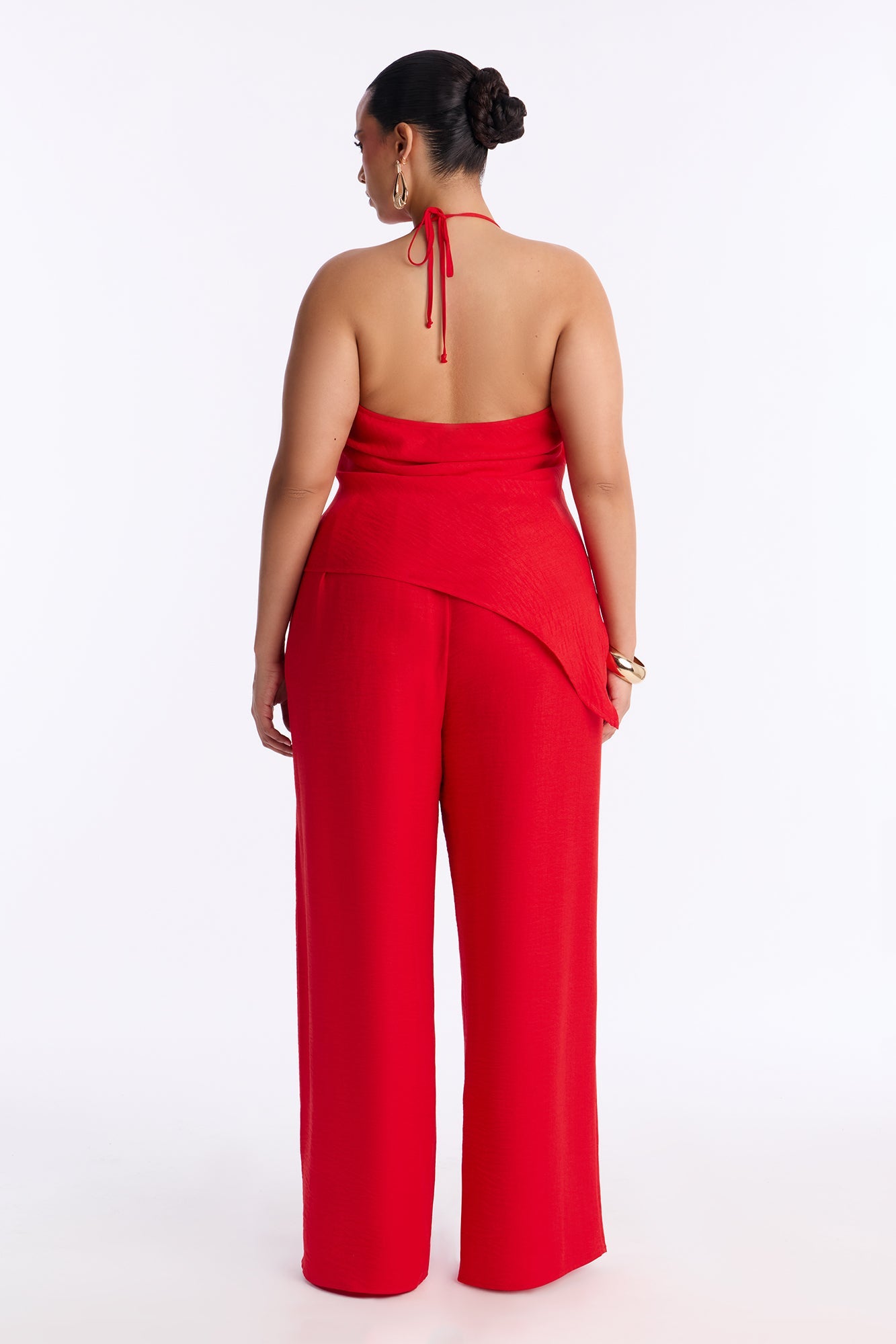 Irene Halter Asymmetrical Pant Set - Red