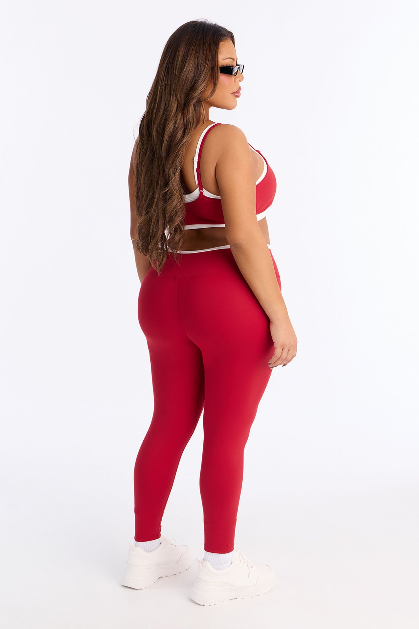Double Take Contrast Legging Set - Red