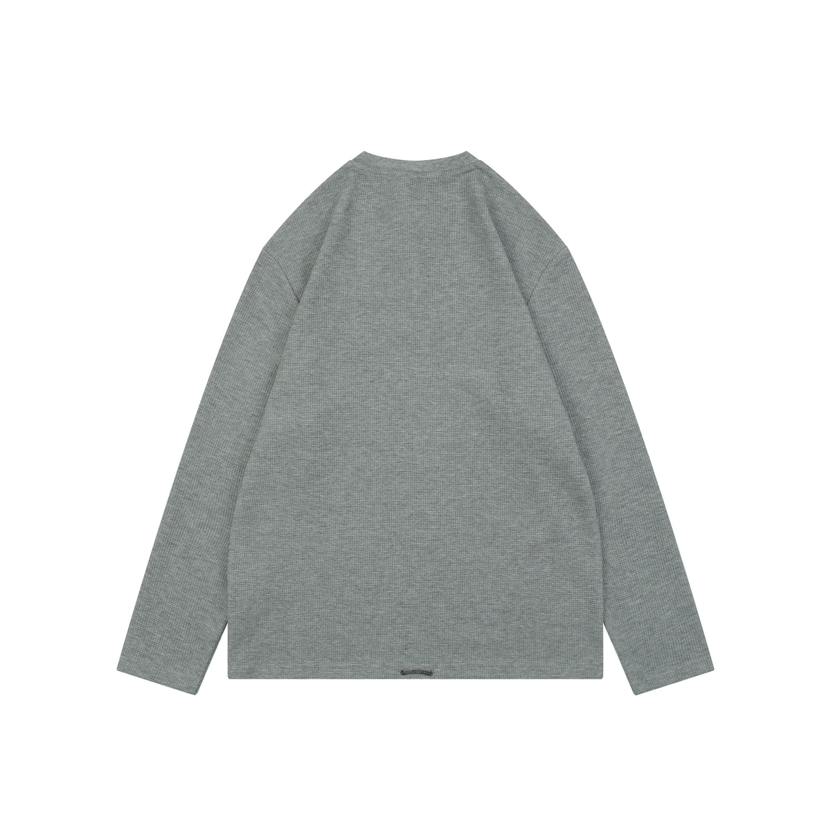Chrome Hearts Cross Leather Patch Waffle Knit Henley Long Sleeve Gray