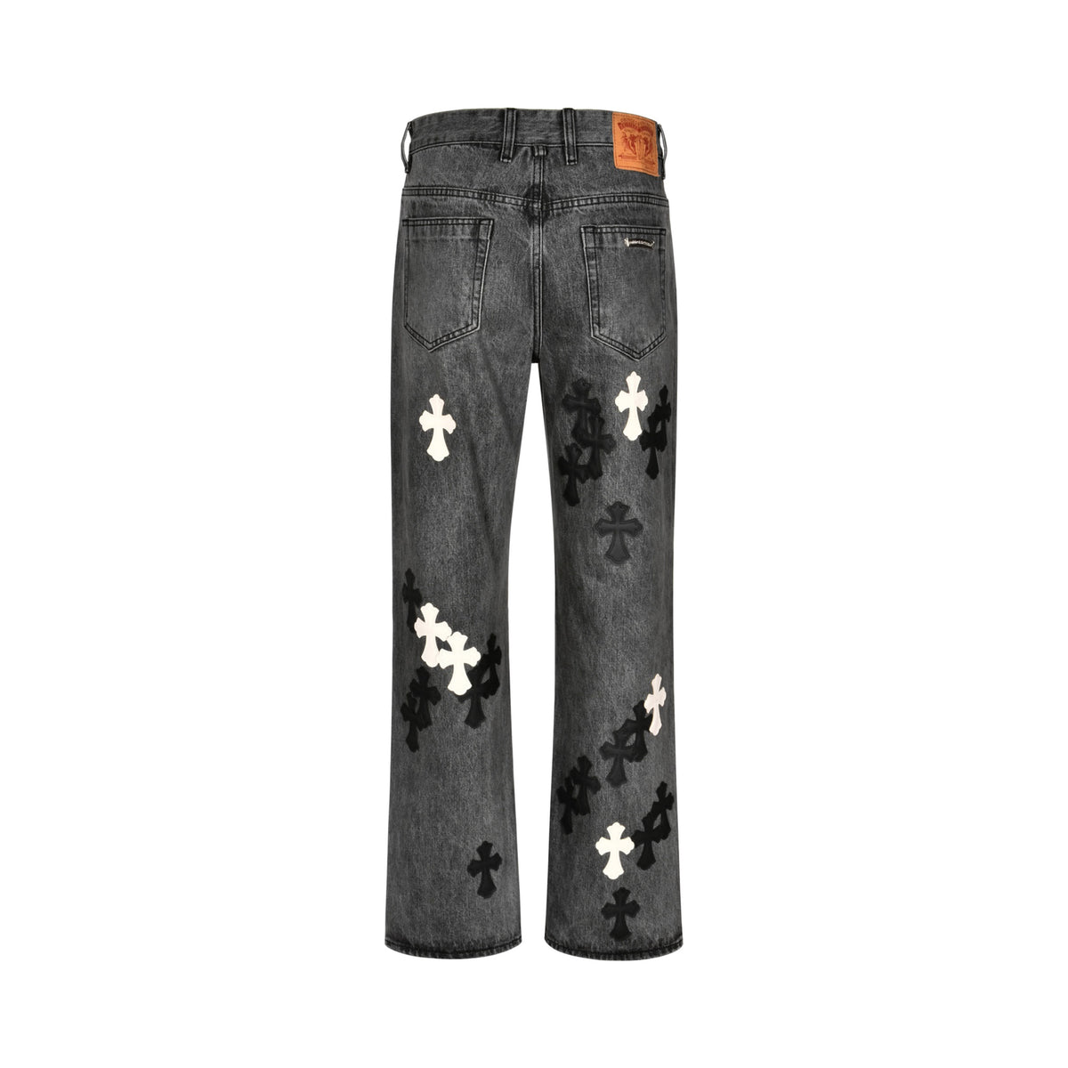 Chrome Hearts Limited Flame Leather Patch Denim Pants