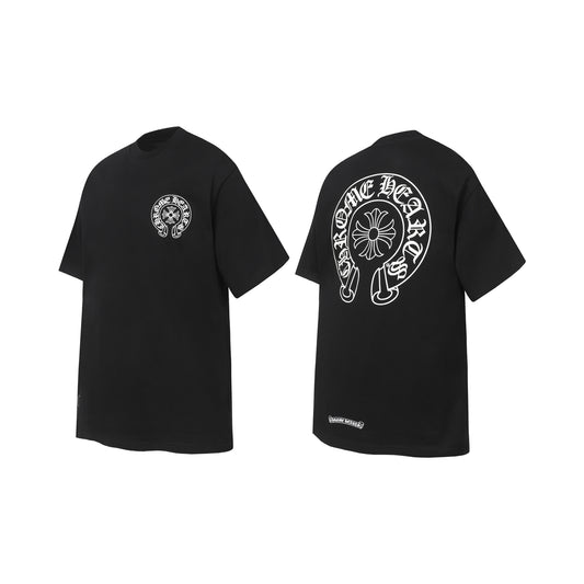 Chrome Hearts Sanskrit Horseshoe Glow-in-the-Dark Print T-Shirt Black White