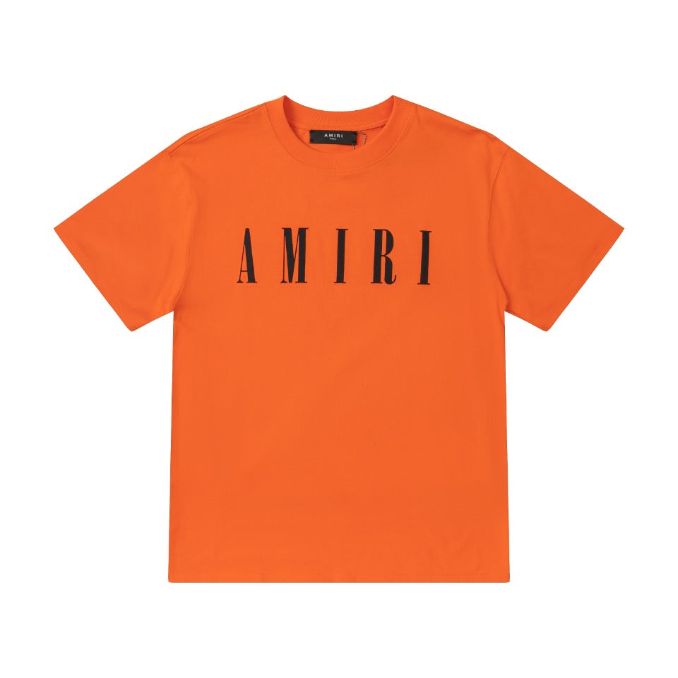 AMIRI Pre-Spring 2022 Logo Print Cotton T-Shirt Black Orange