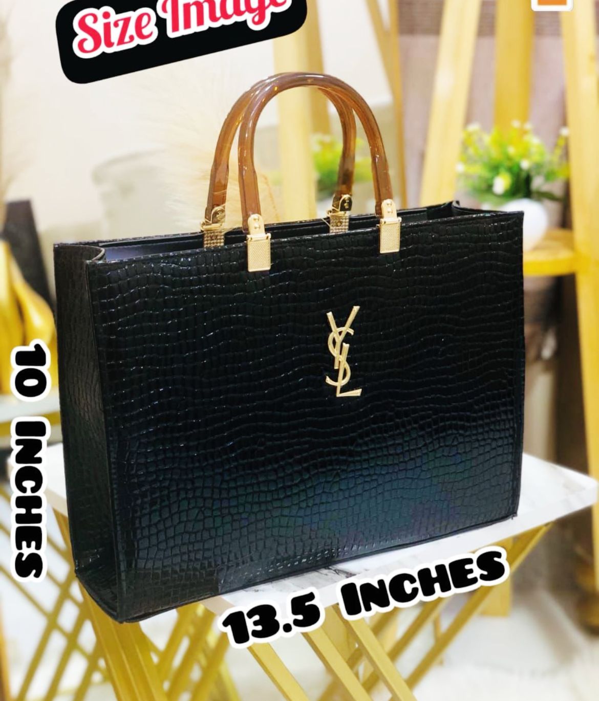 YSL Croc-Effect Handbag