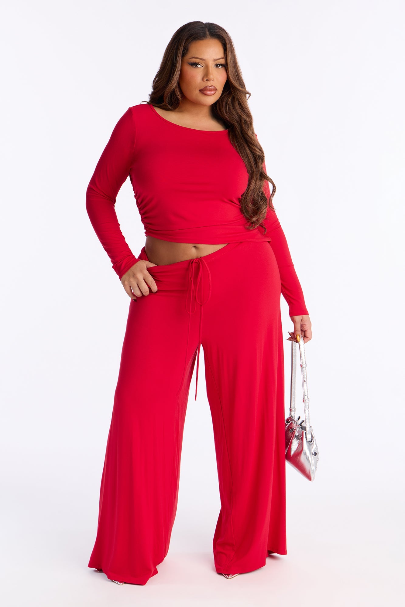 Zendaya Wide Leg Pant Set - Red