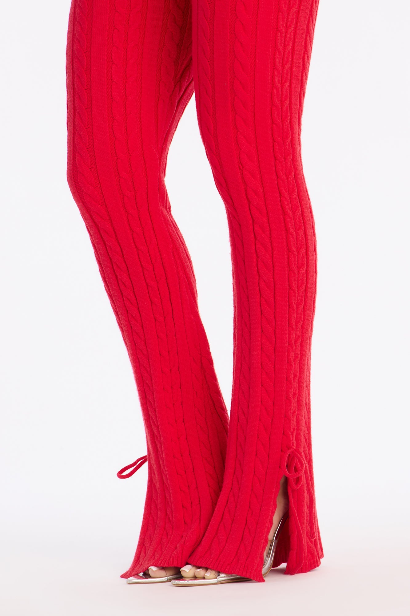 Mikayla Off Shoulder Sweater Pant Set - Red