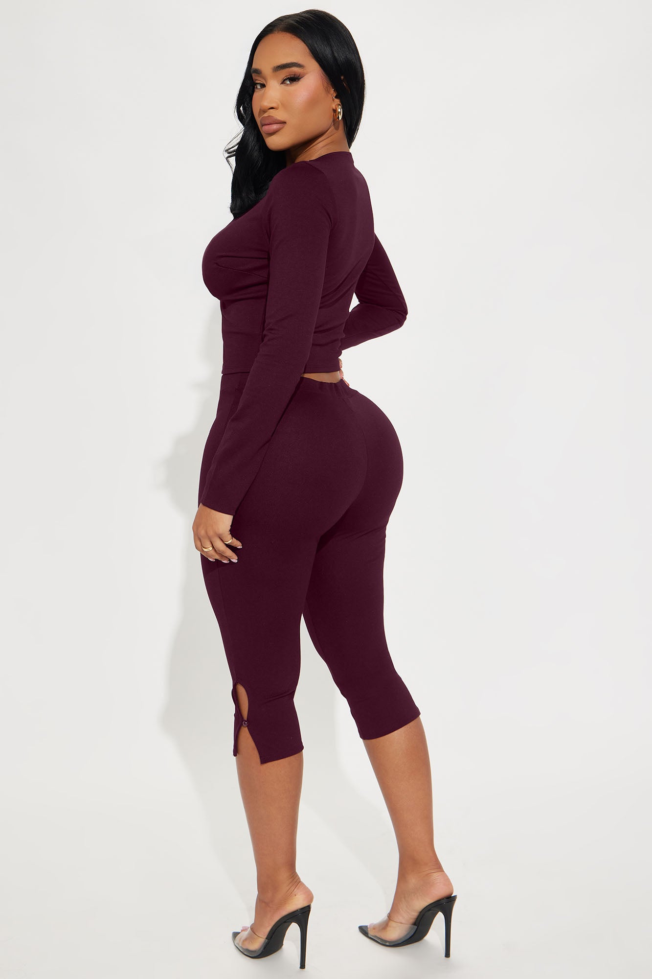 Mia Date Night Capri Pant Set - Burgundy