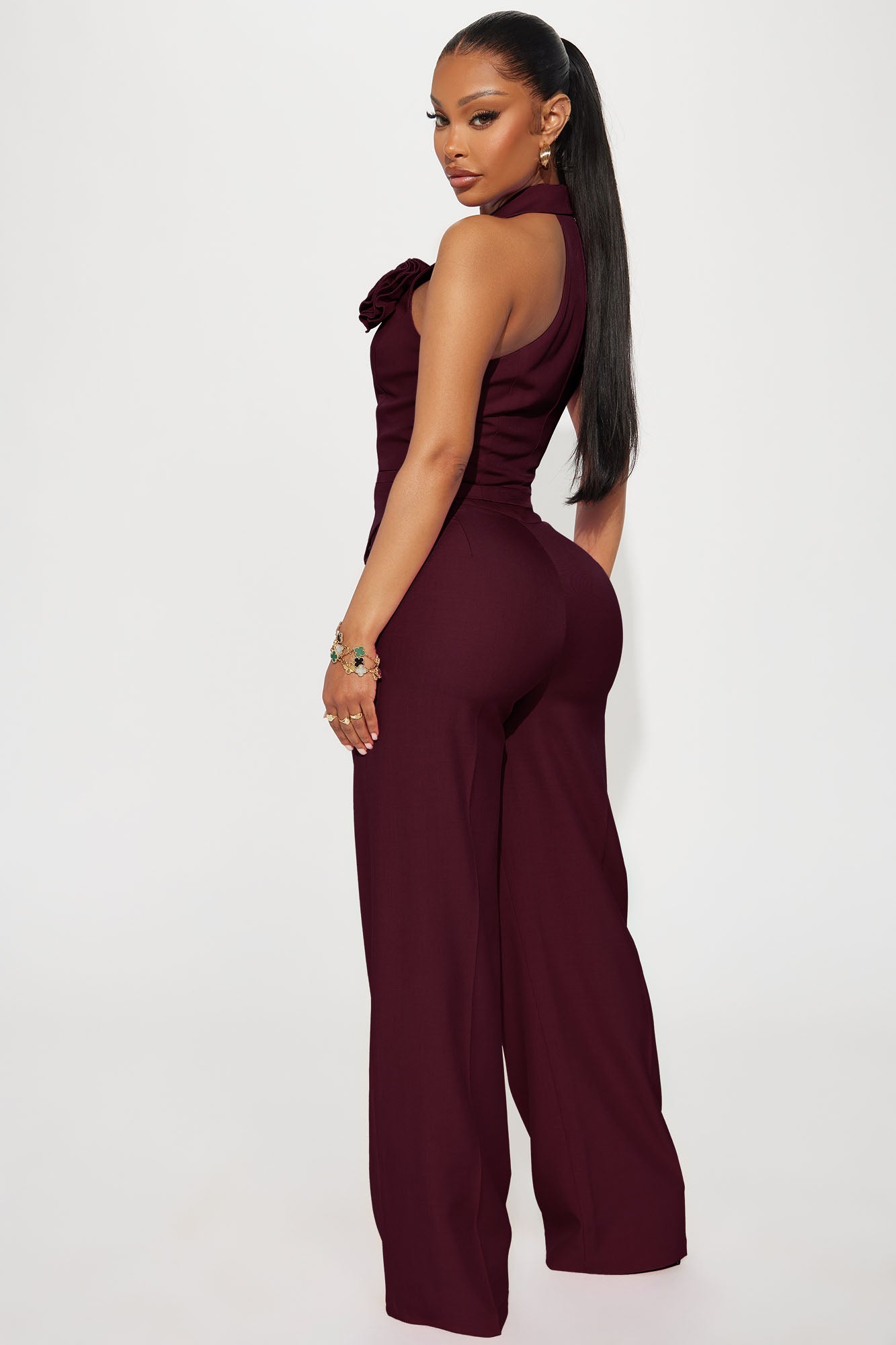 Elle Pant Set - Burgundy