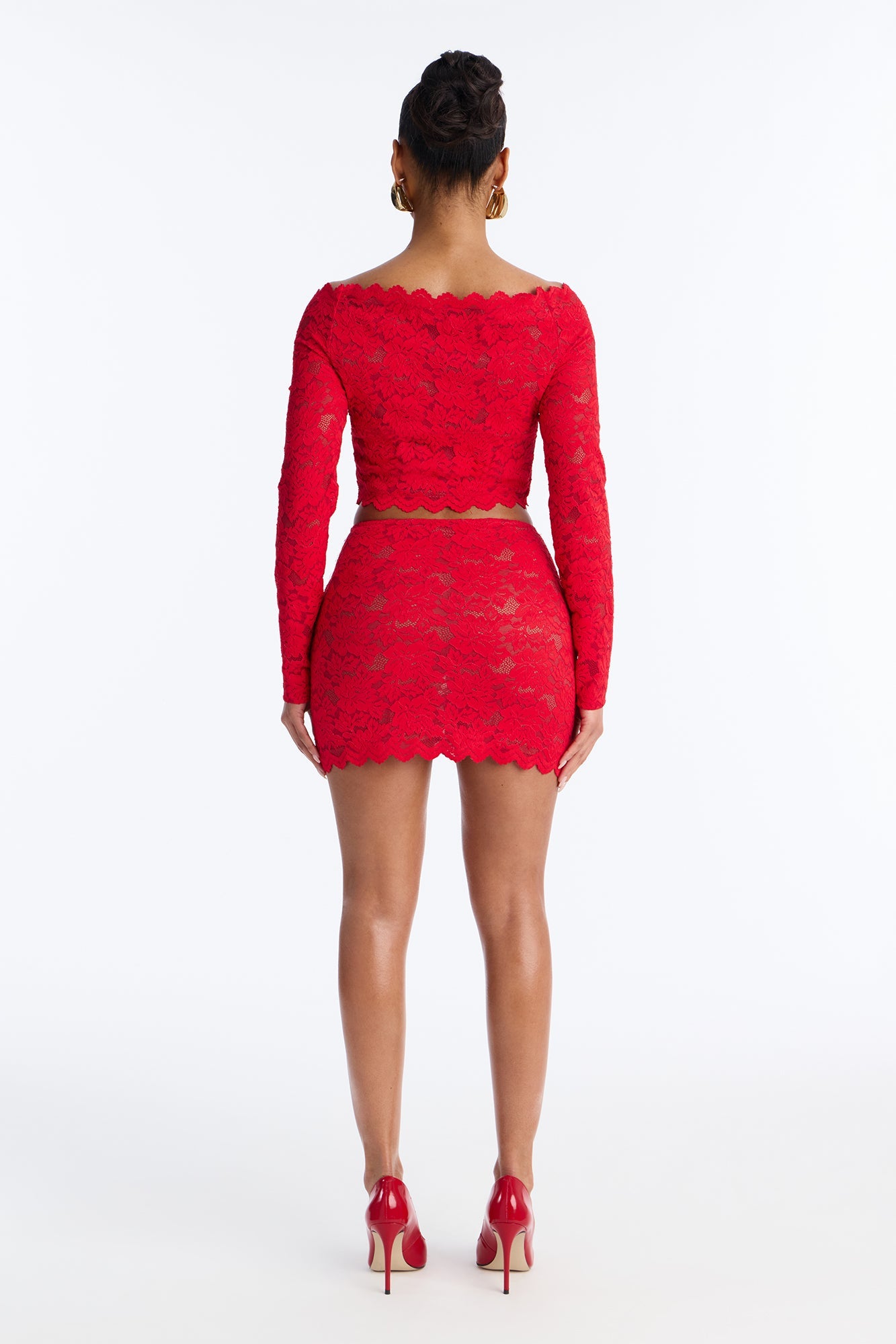 Bleeding Love Lace Skirt Set - Red