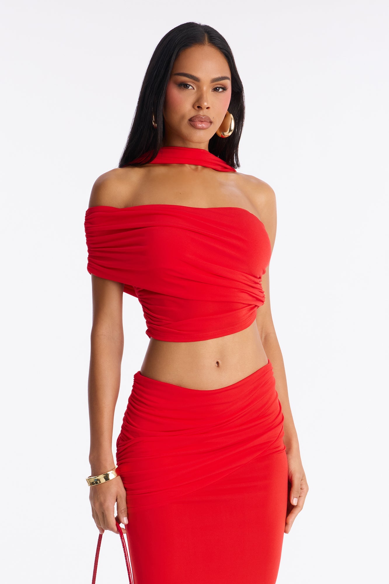 Touch Me Not Jersey Skirt Set - Red