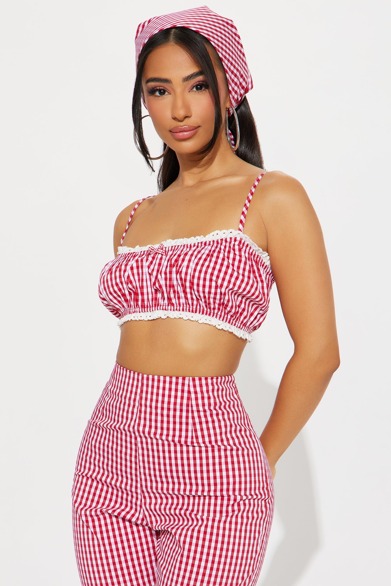 Alexis 3 Piece Capri Pant Set - Red/combo