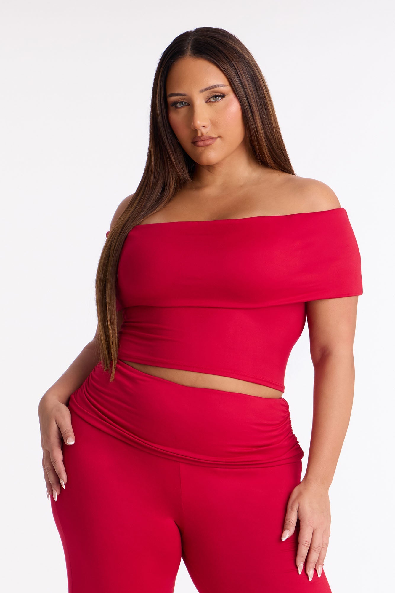 Mila Off Shoulder Pant Set - Red