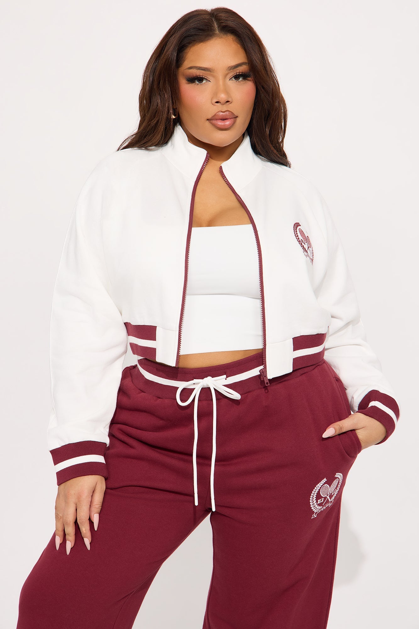 Tennis Club Track Pant Set - Burgundy