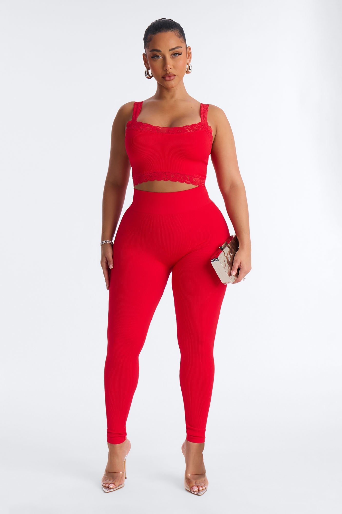 Sculpted Power Seamless Legging Set - Red