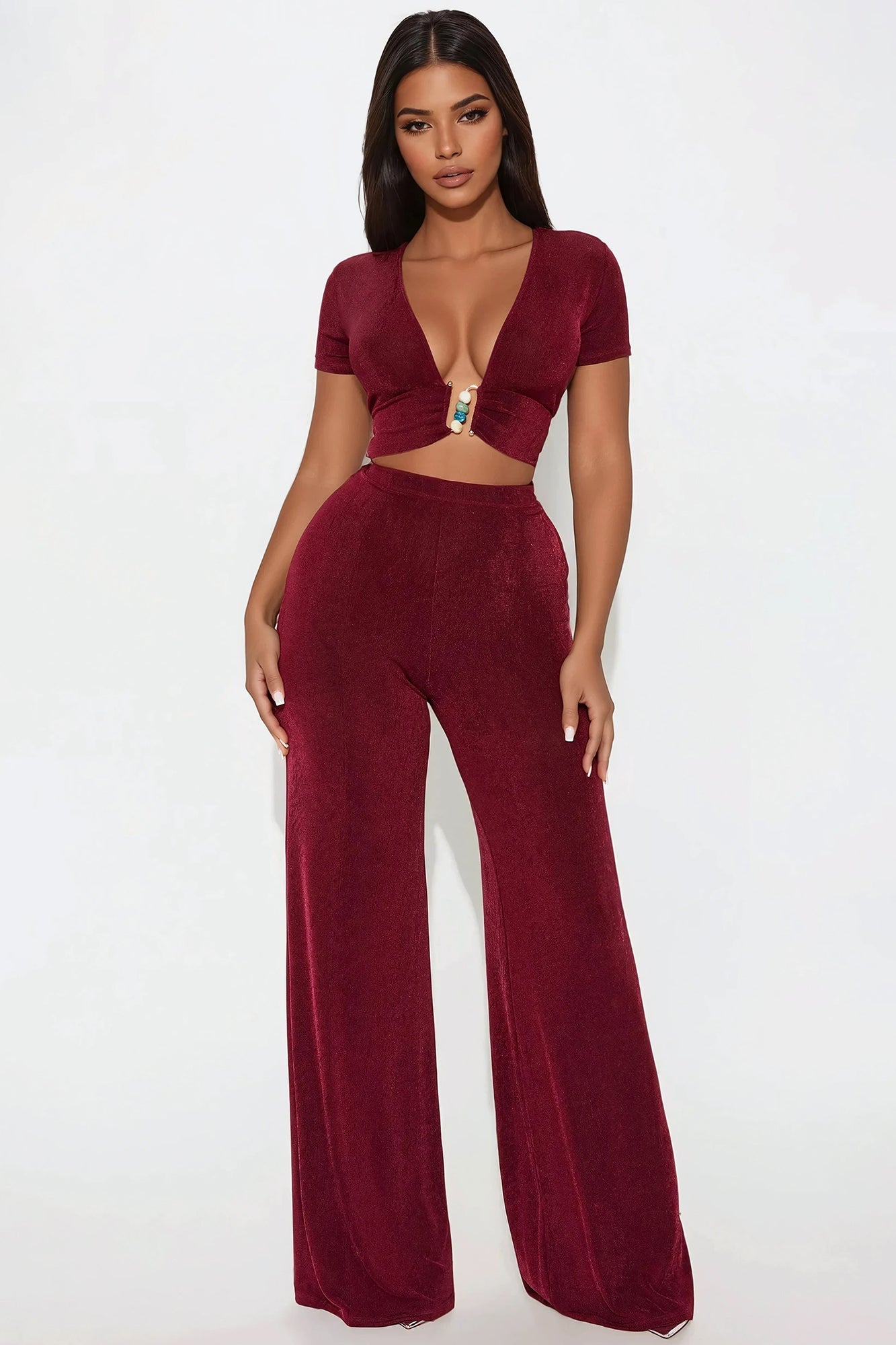 Stiletto Chic Pant Set - Wine