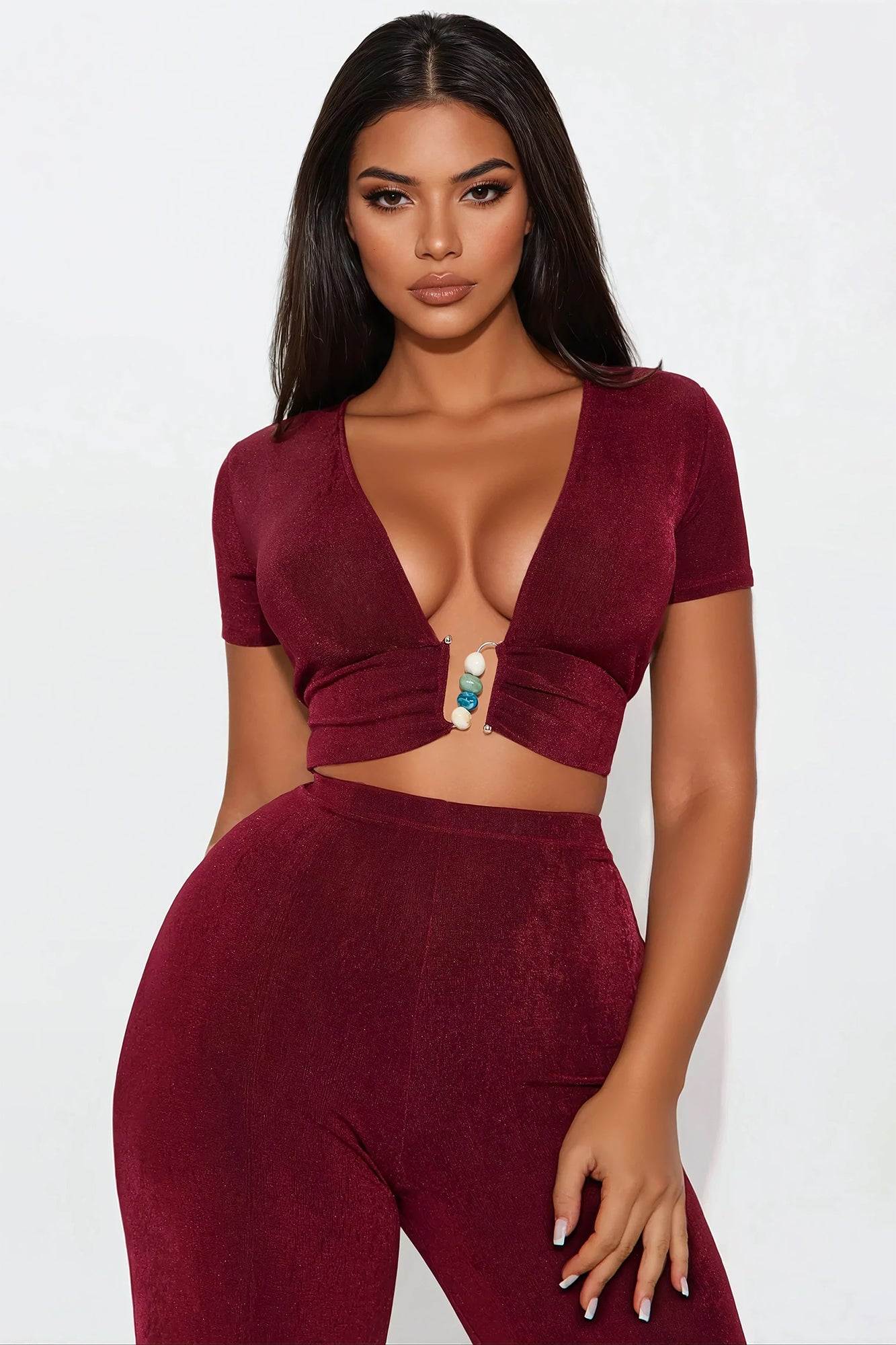 Stiletto Chic Pant Set - Wine