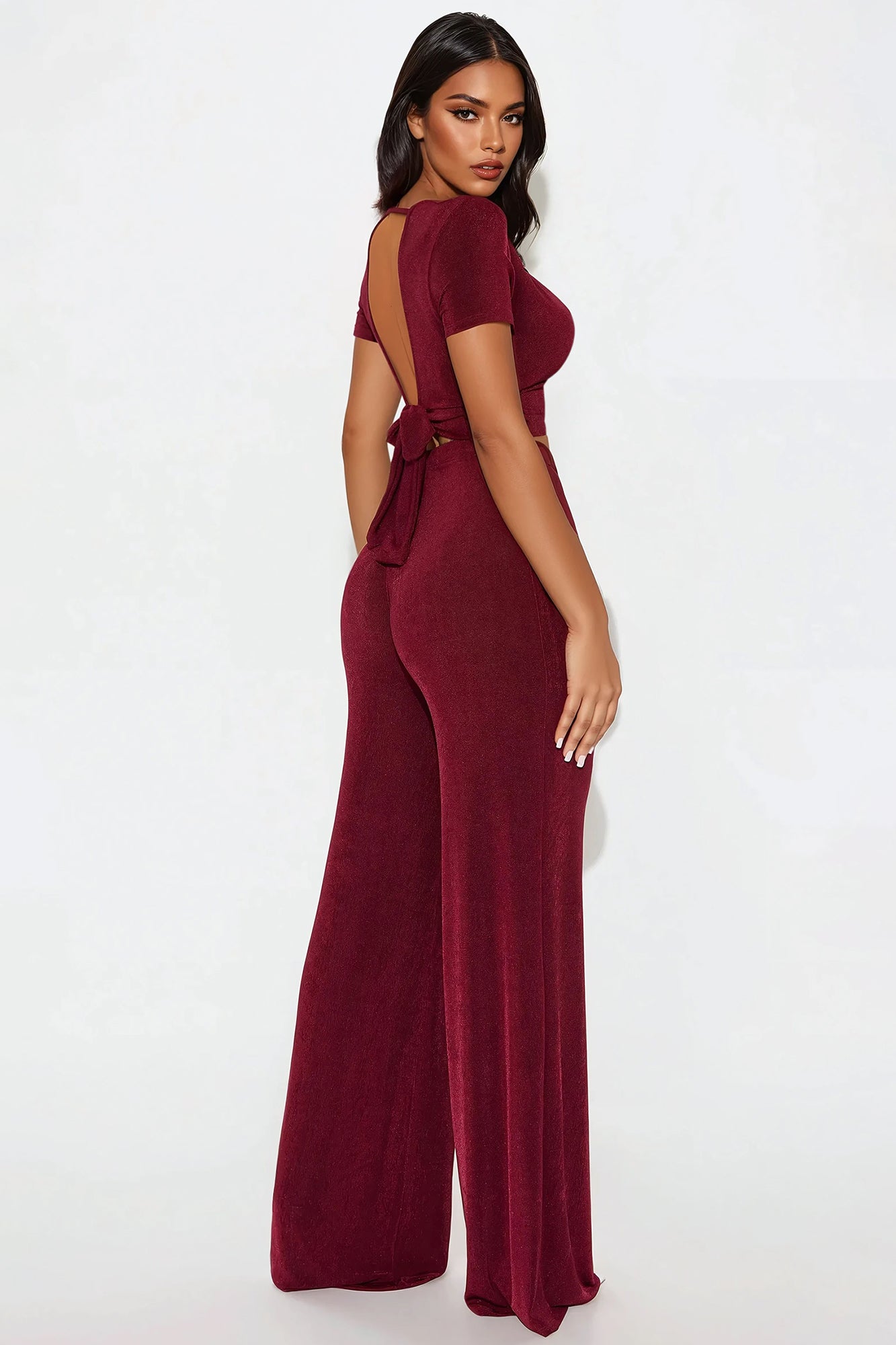 Stiletto Chic Pant Set - Wine