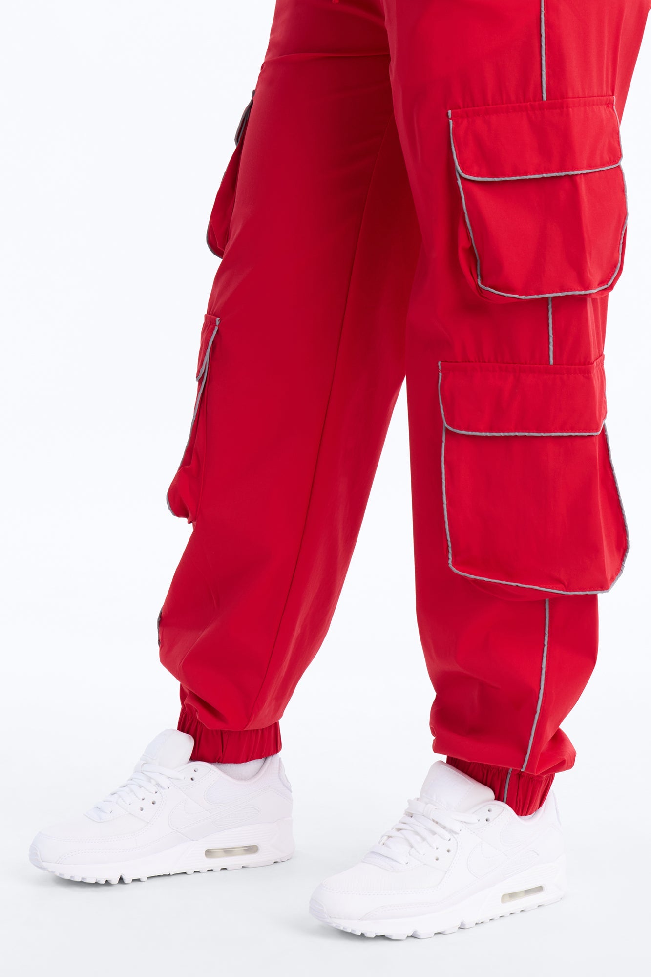 Nessa Nylon Cargo Hoodie Jogger Set - Red