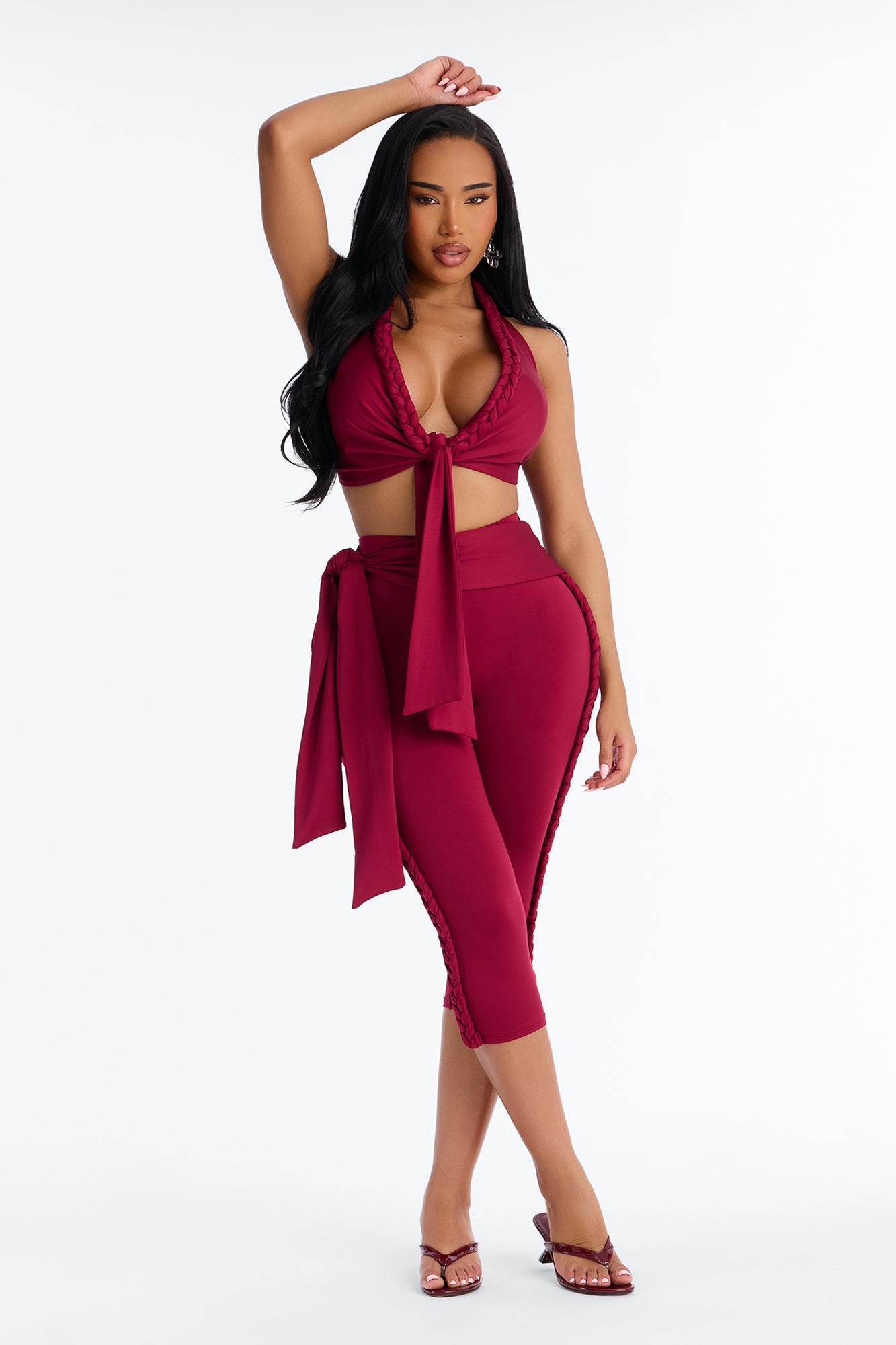 Crissa Halter Capri Pant Set - Red