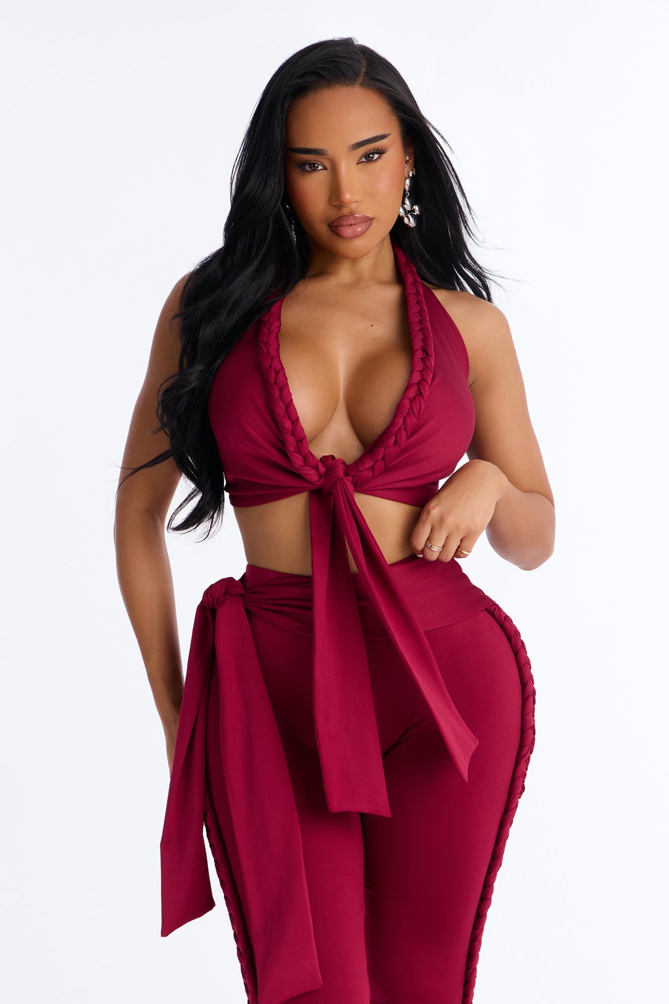 Crissa Halter Capri Pant Set - Red