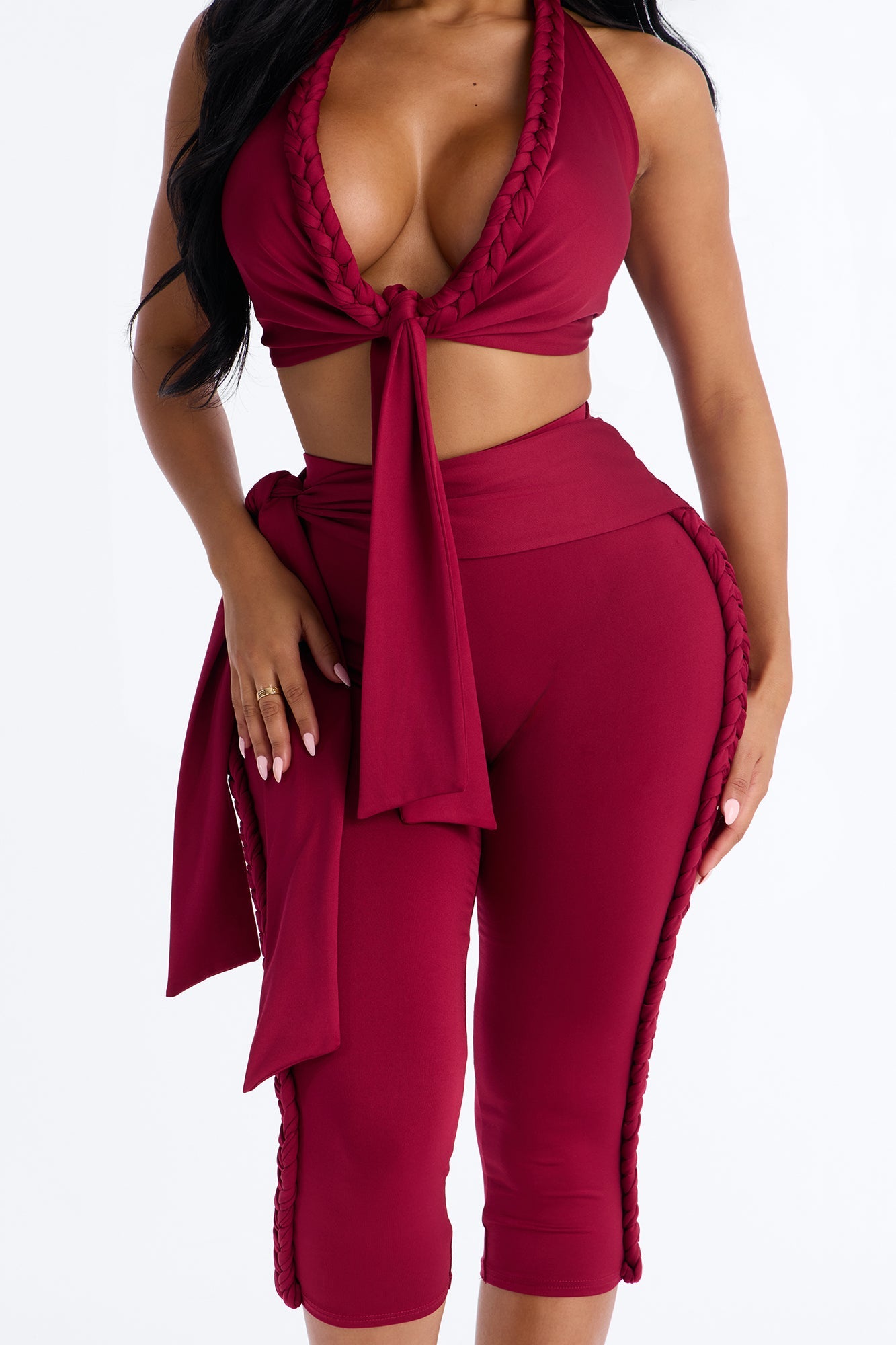 Crissa Halter Capri Pant Set - Red