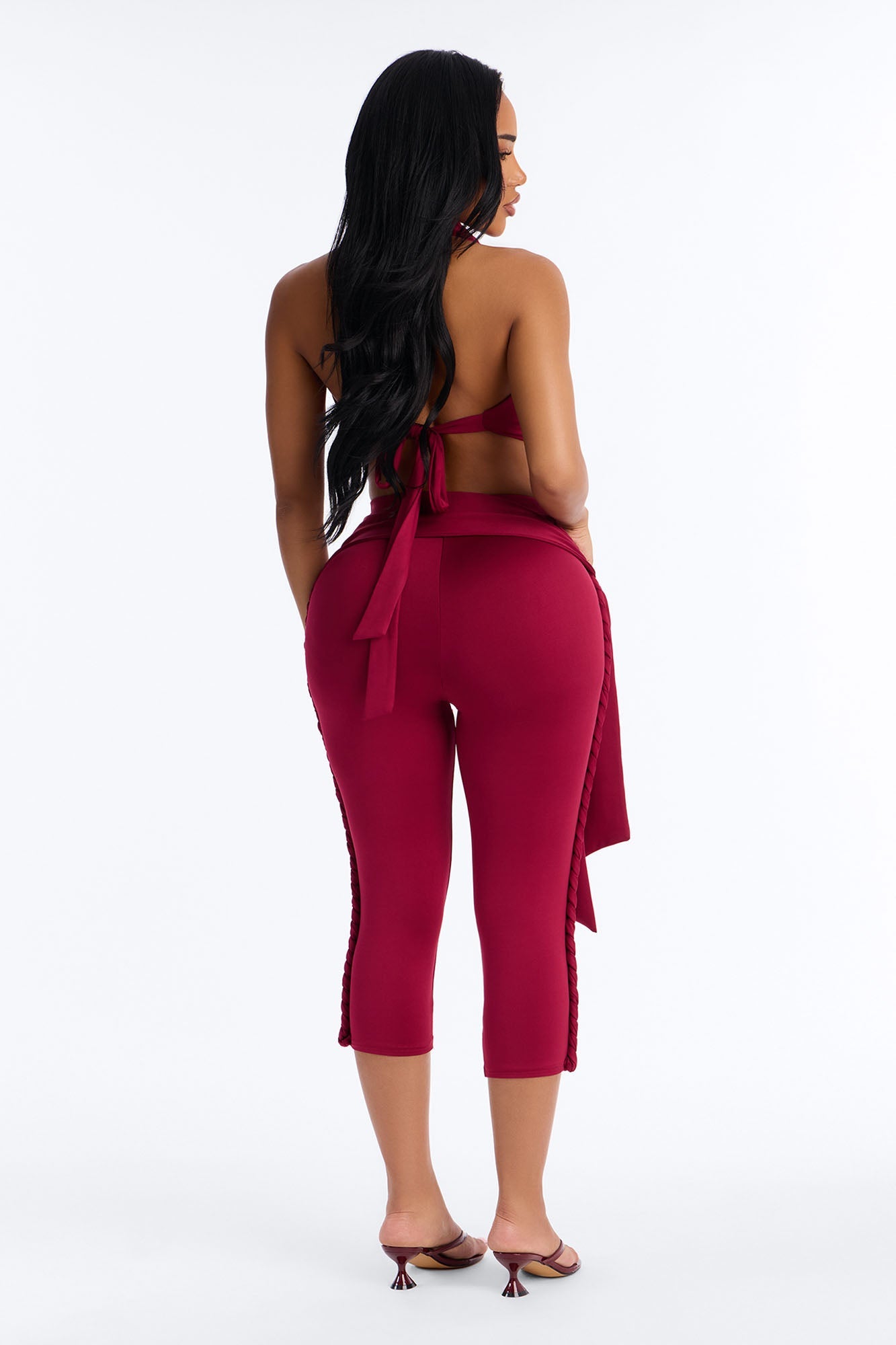 Crissa Halter Capri Pant Set - Red