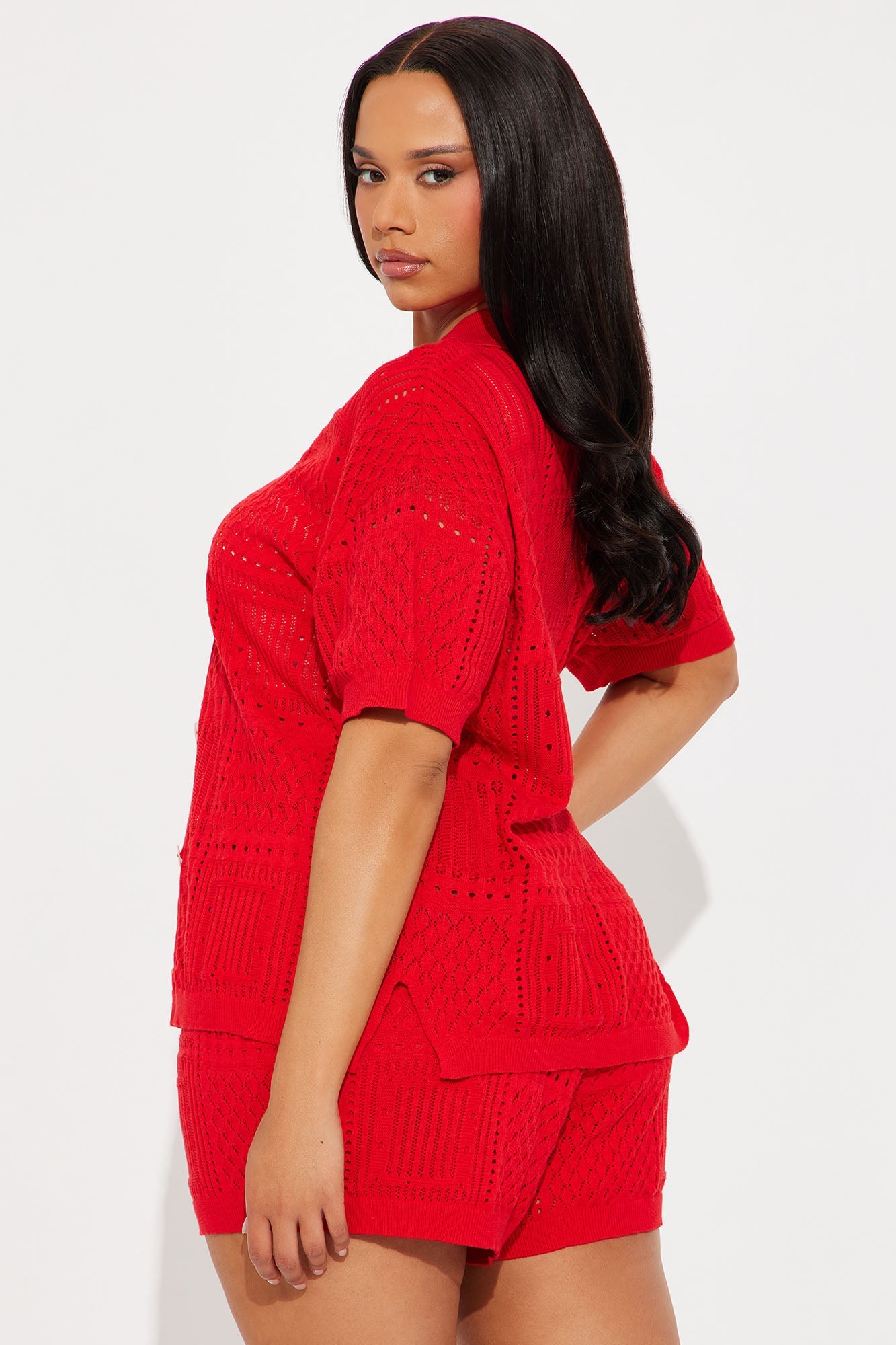Hazel Crochet Short Set - Red
