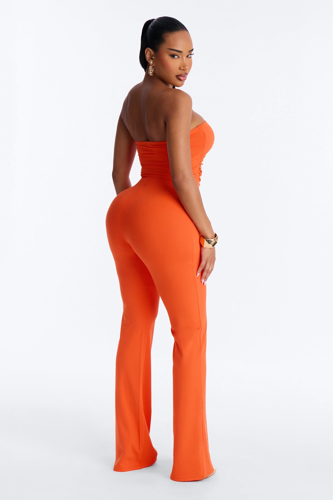 Just Vibes Strapless Pant Set - Tomato Red