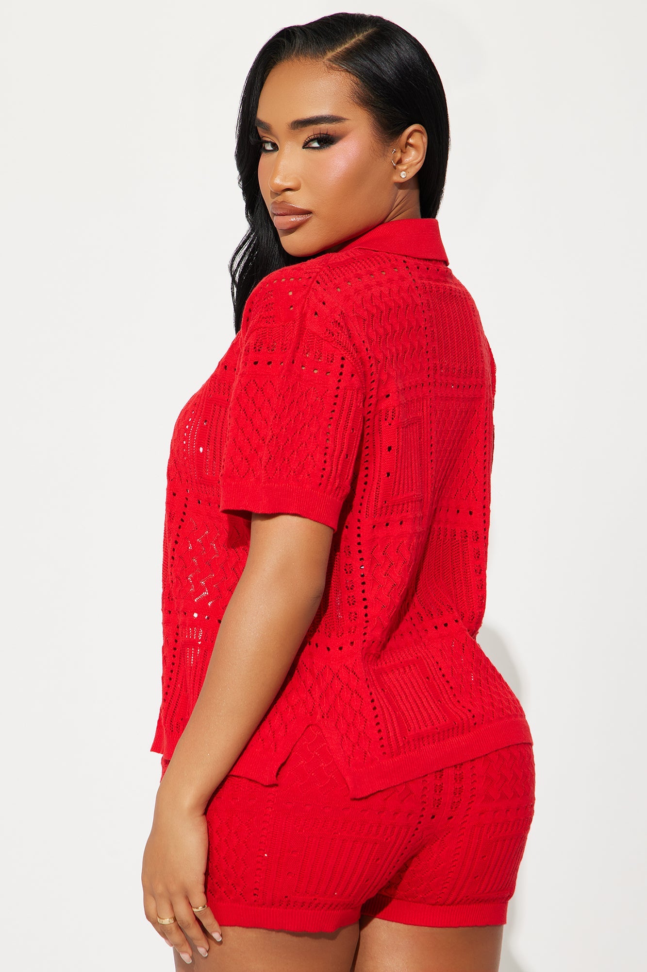 Hazel Crochet Short Set - Red