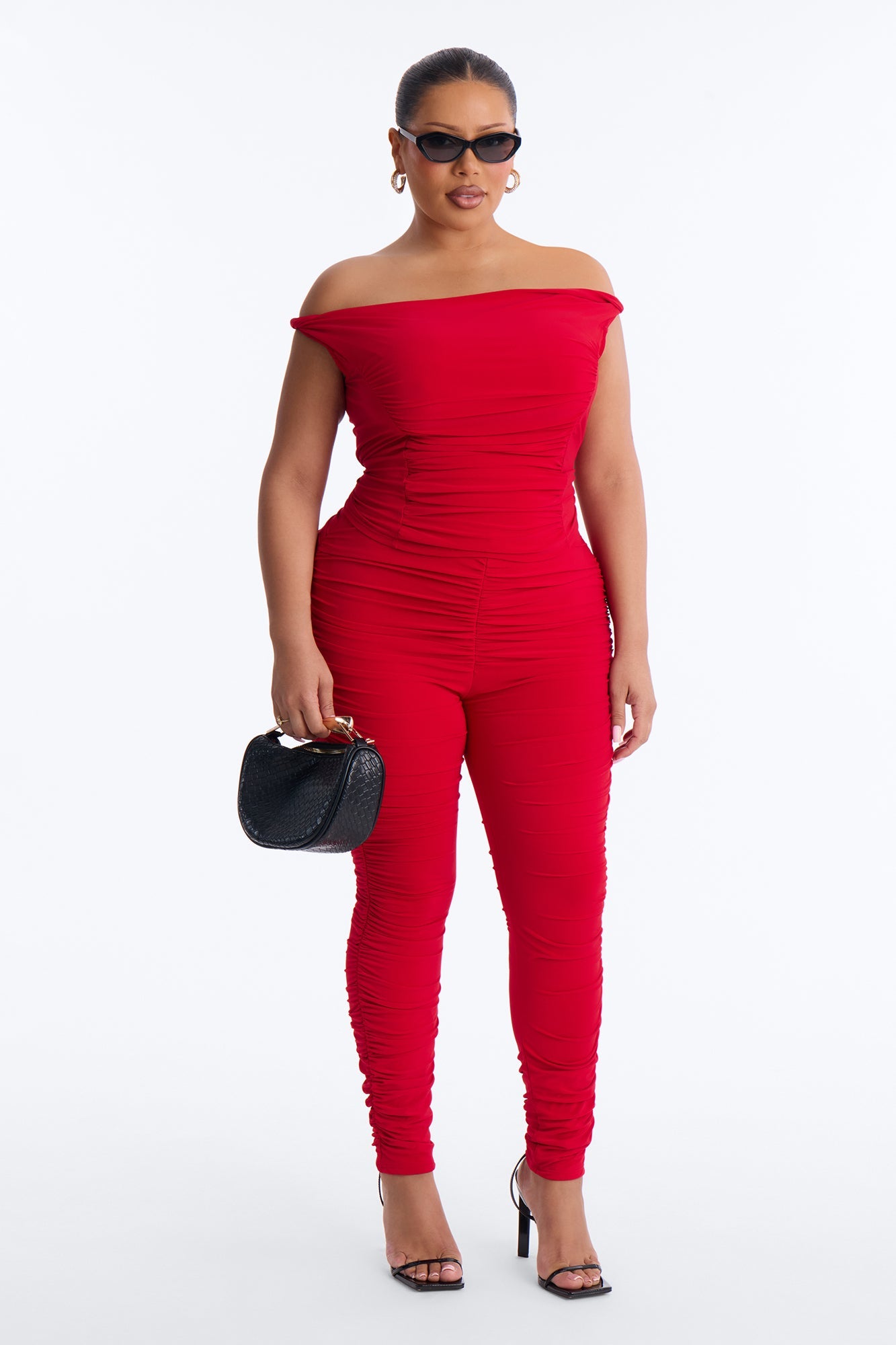 Vanessa Off Shoulder Pant Set - Red