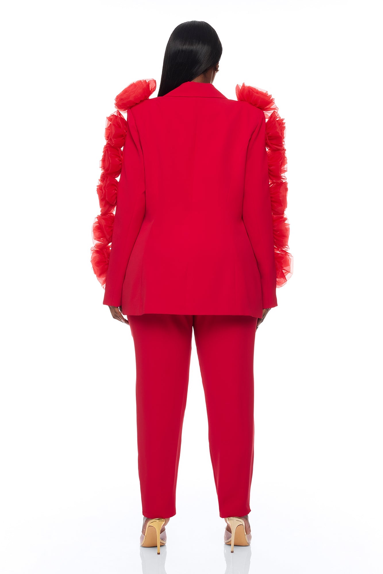 Olivia Flower Suit Set - Red