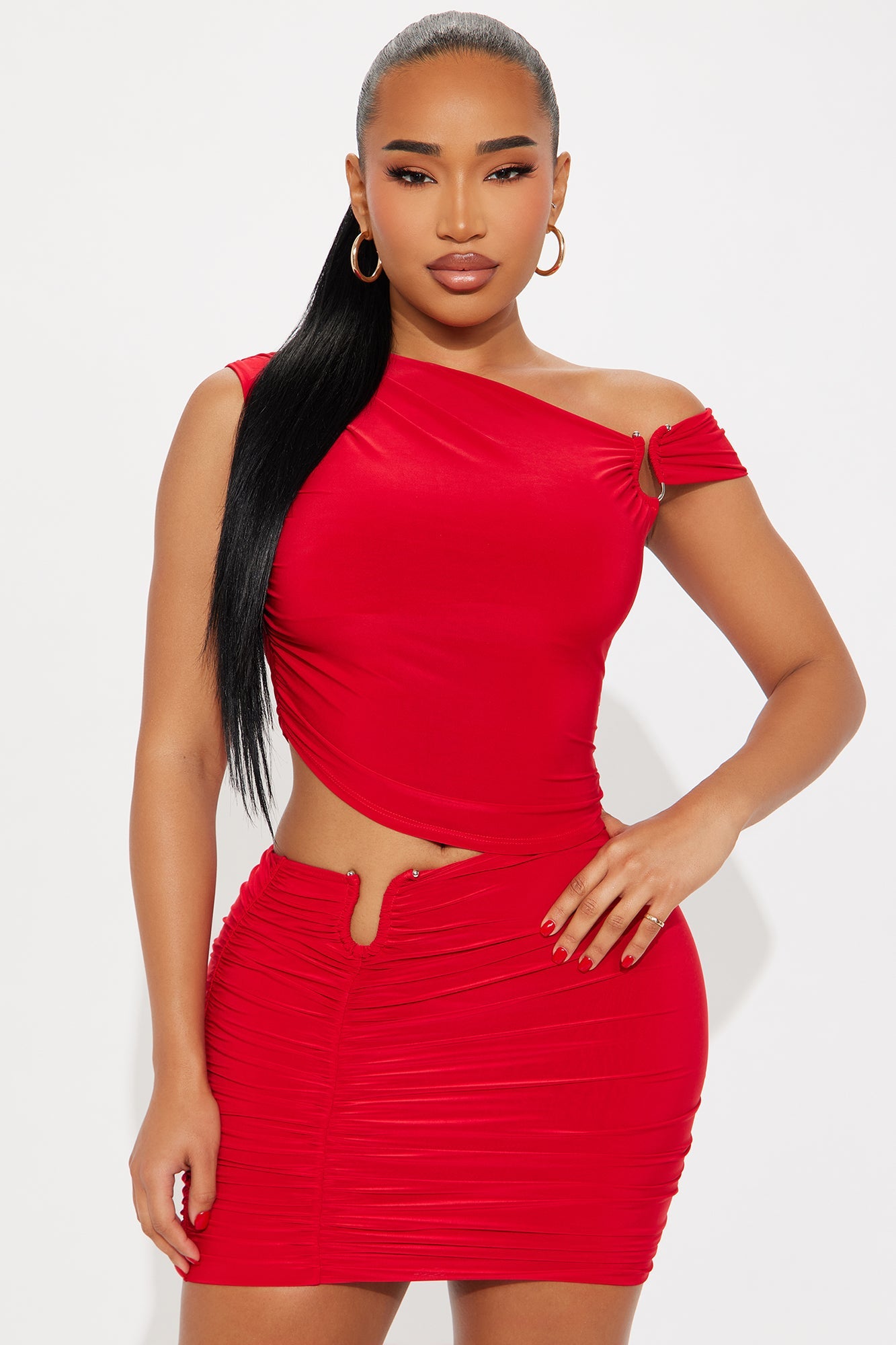 Rosalie Doubled Layer Mini Skirt Set - Red