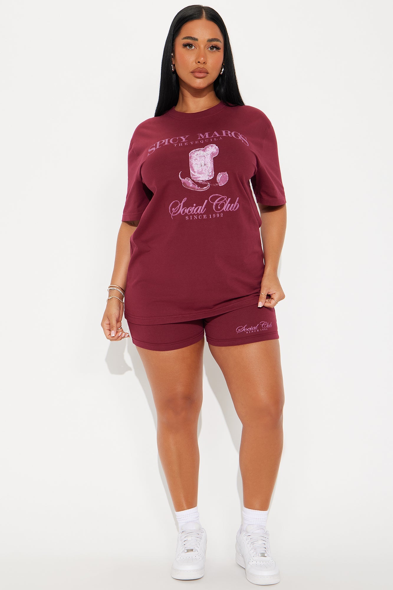 Margs Social Club Short Set - Burgundy