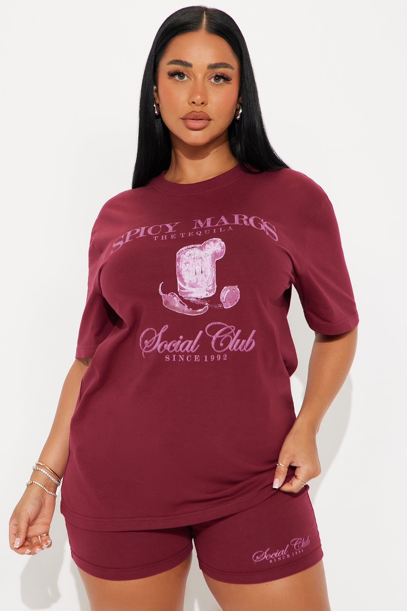 Margs Social Club Short Set - Burgundy