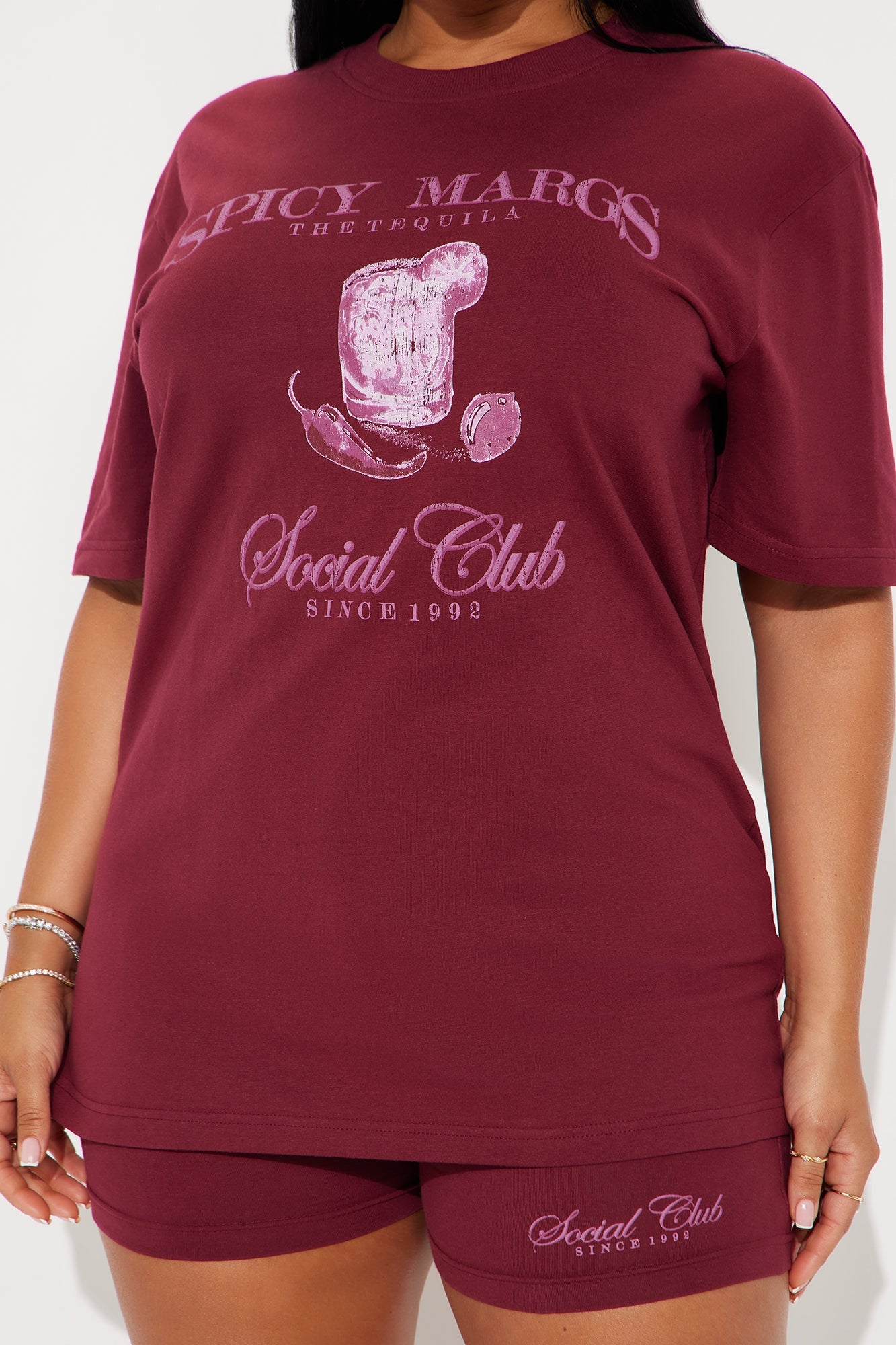 Margs Social Club Short Set - Burgundy