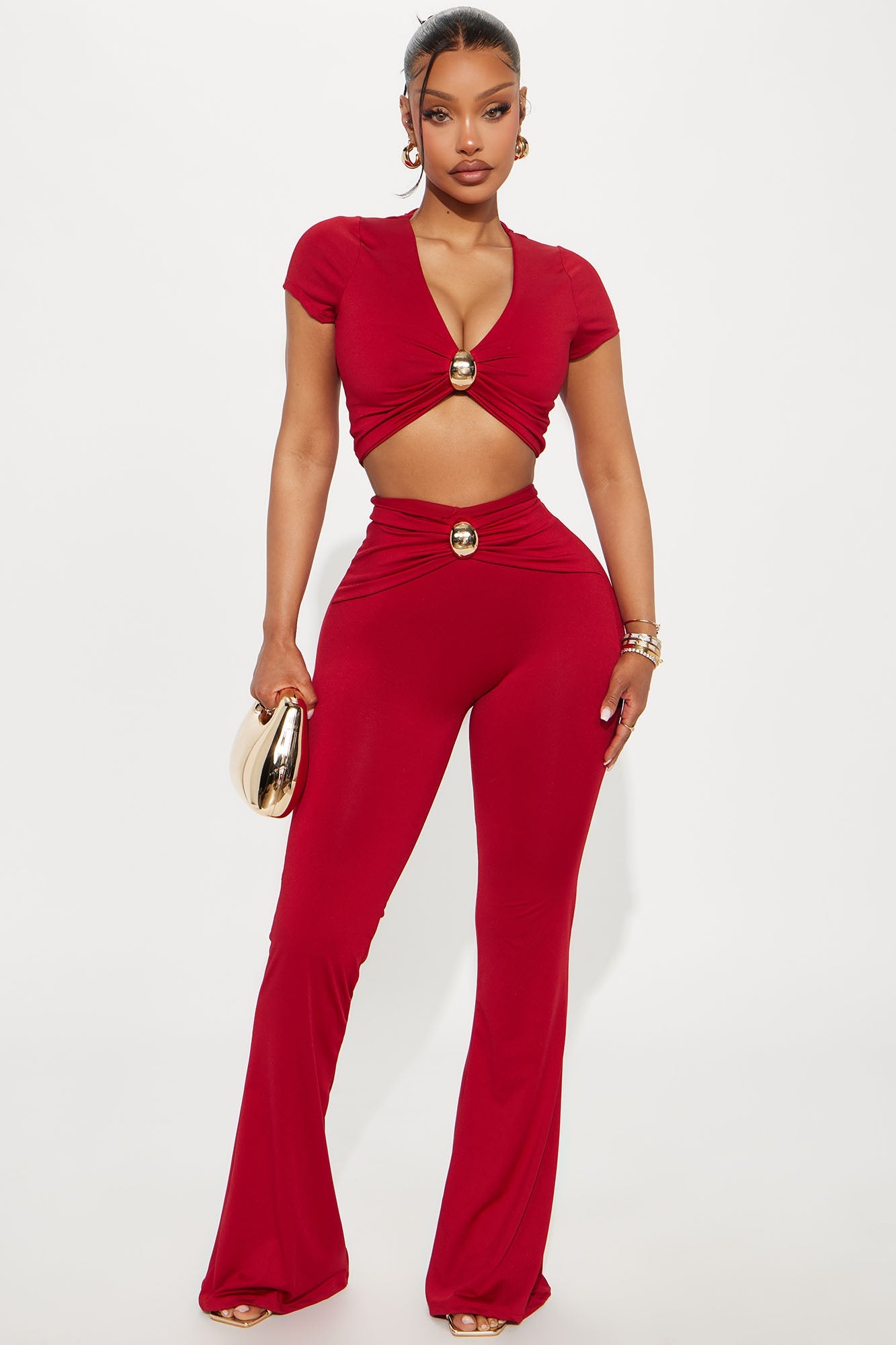 Untamed Beauty Flare Pant Set - Red