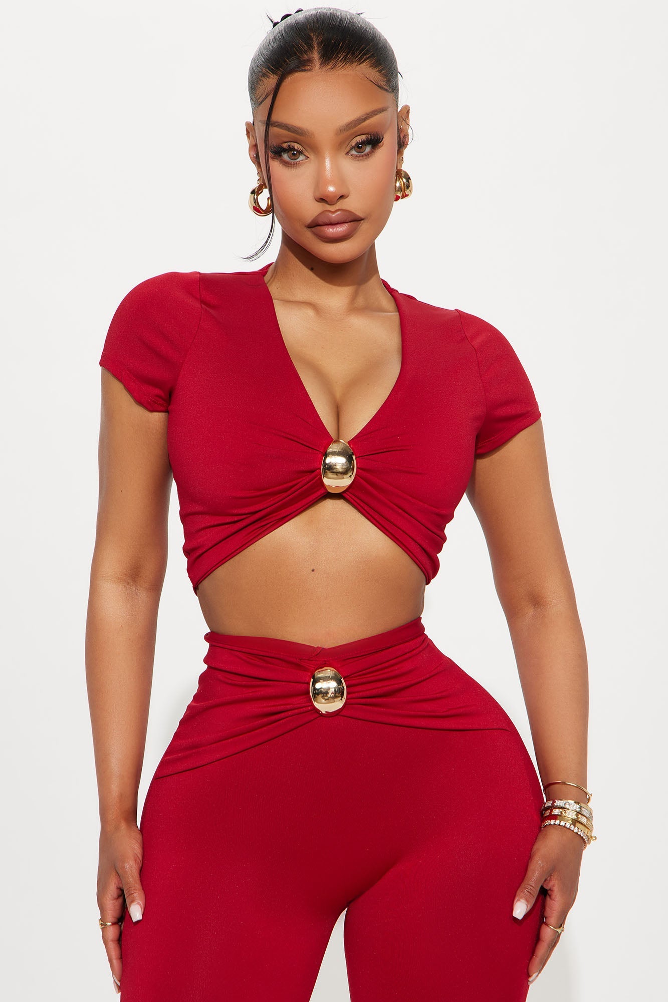 Untamed Beauty Flare Pant Set - Red