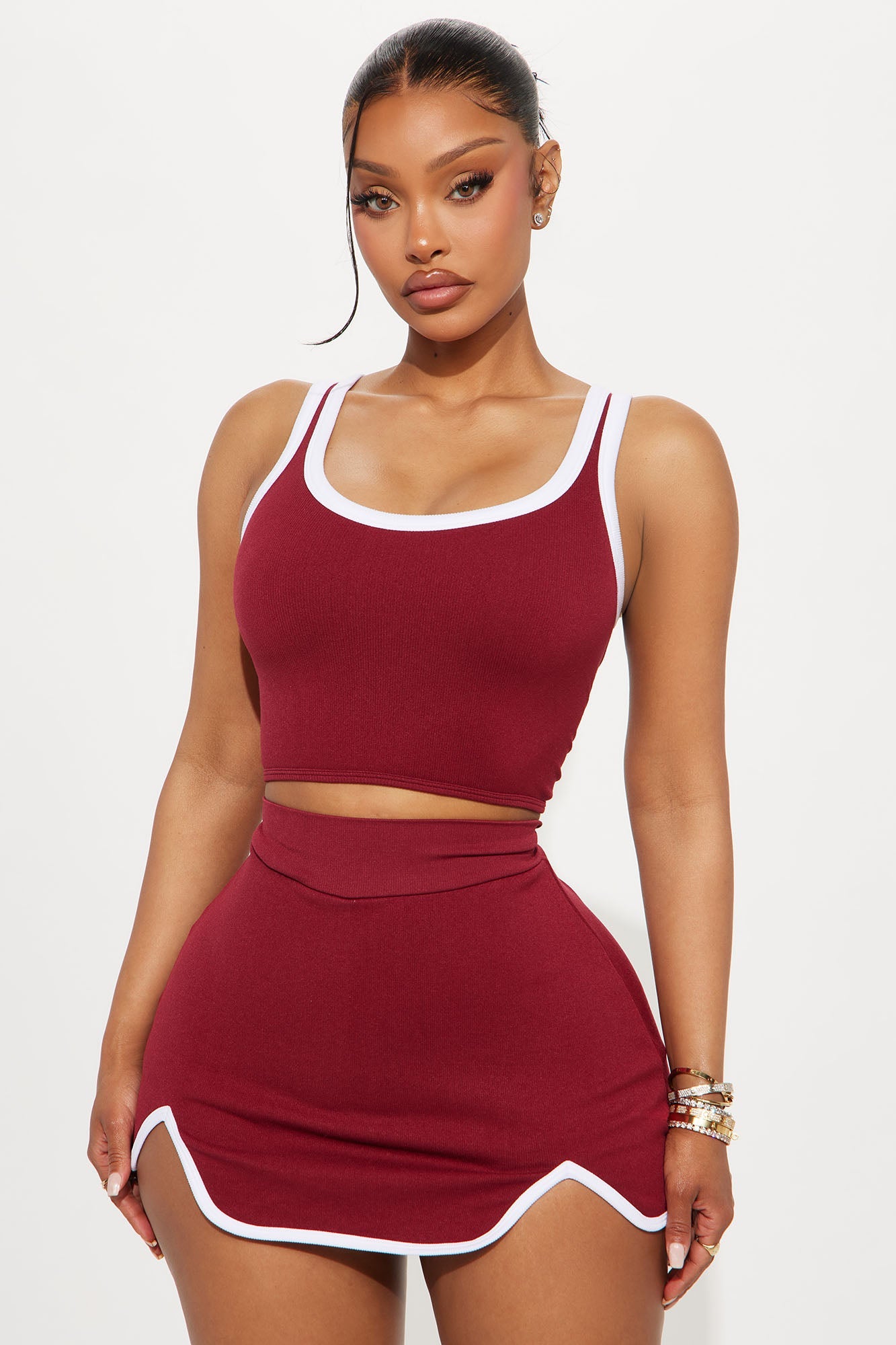 Leila Seamless Skort Set - Burgundy
