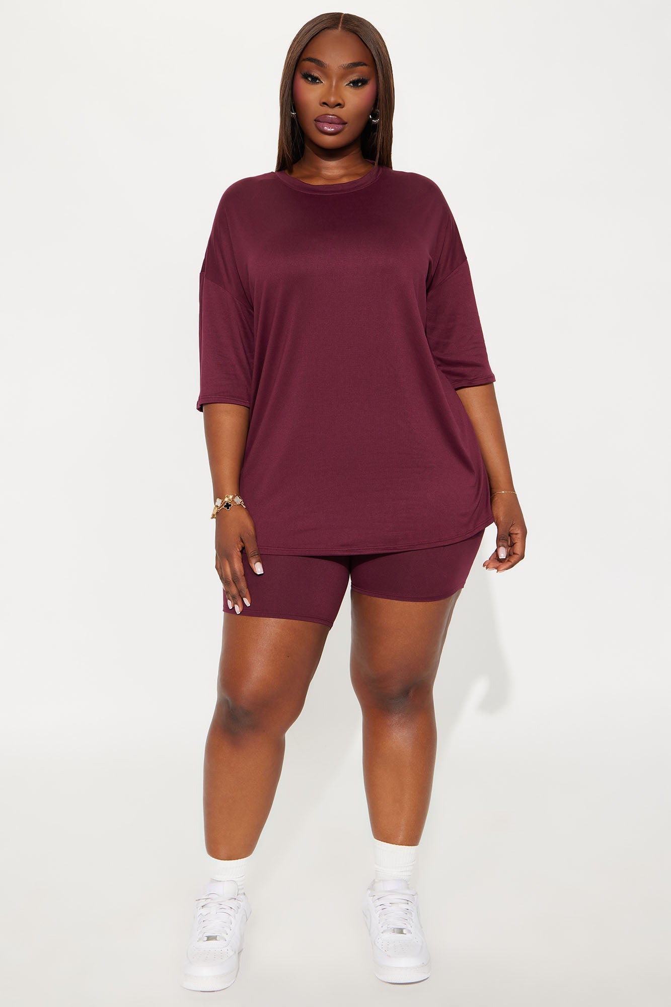 Weekend Vibes Short Set - Burgundy