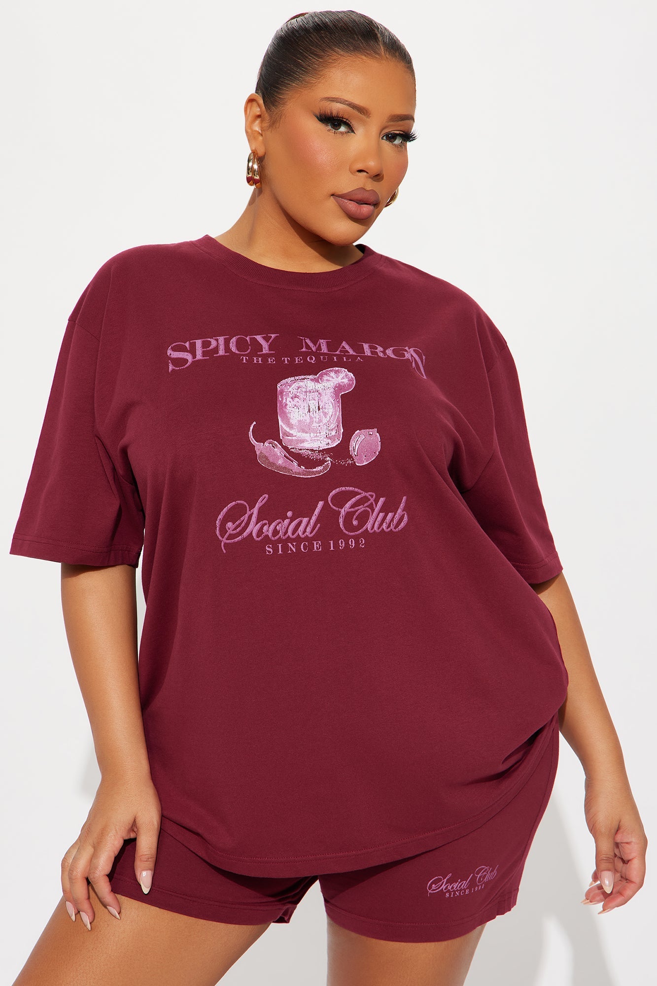 Margs Social Club Short Set - Burgundy