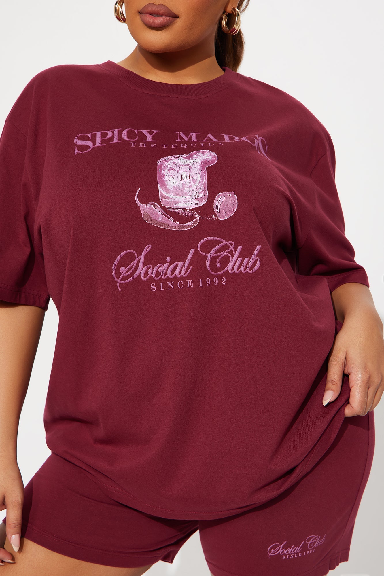 Margs Social Club Short Set - Burgundy