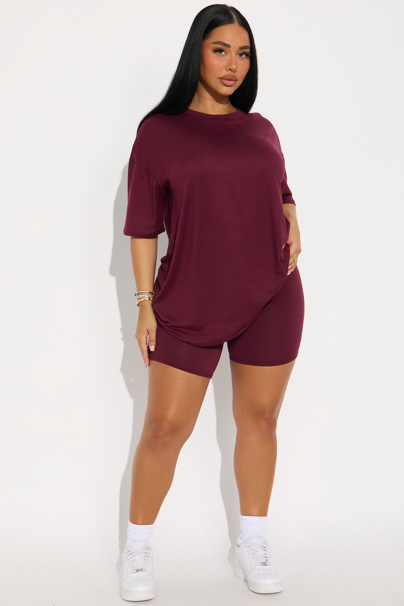Weekend Vibes Short Set - Burgundy