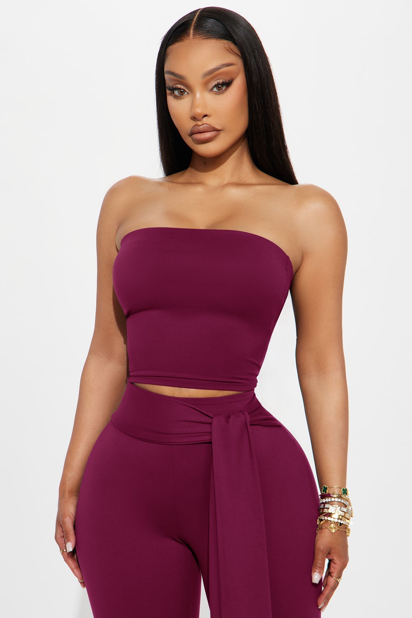 Knot Your Babe Capri Set - Wine