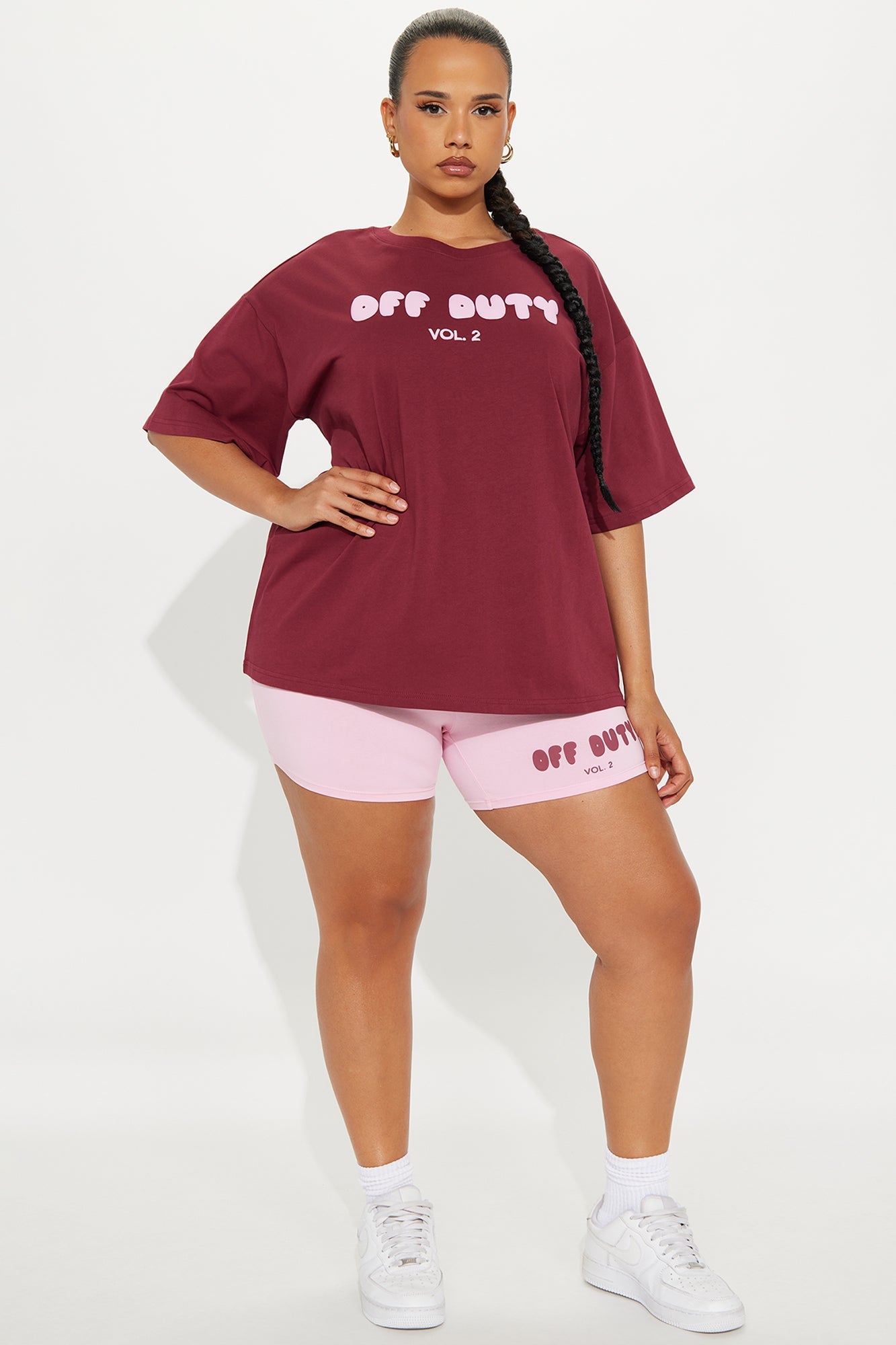 Off Duty Biker Short Set - Burgundy/combo