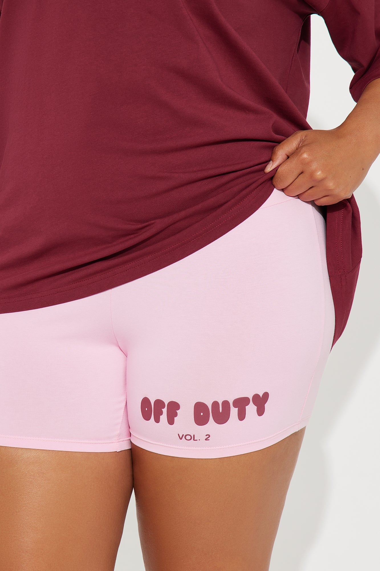 Off Duty Biker Short Set - Burgundy/combo
