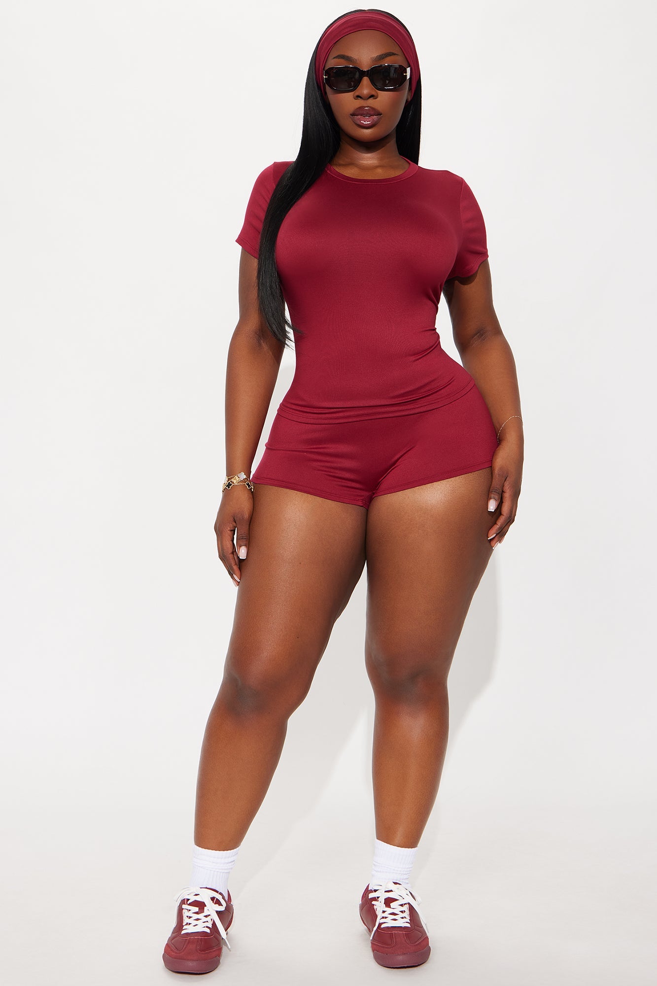 Trinity 3 Piece Short Set - Burgundy